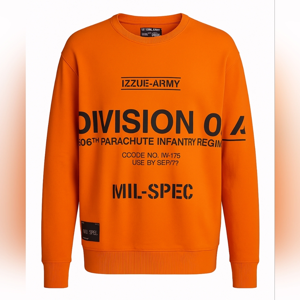 Izzue-Army Orange Graphic Crewneck Sweatshirt Men’s XL